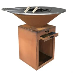 Outdoor Fire Pit With Cooking Grill