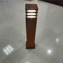 Square Led Bollard Made Of Corten Steel
